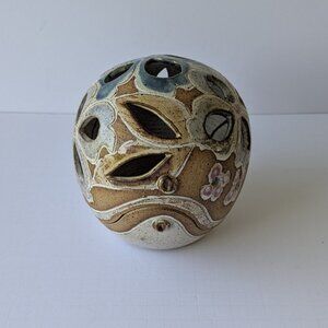 Vintage Judy Brater Art Pottery Petal & Leaf Lamp Candle Holder Luminary